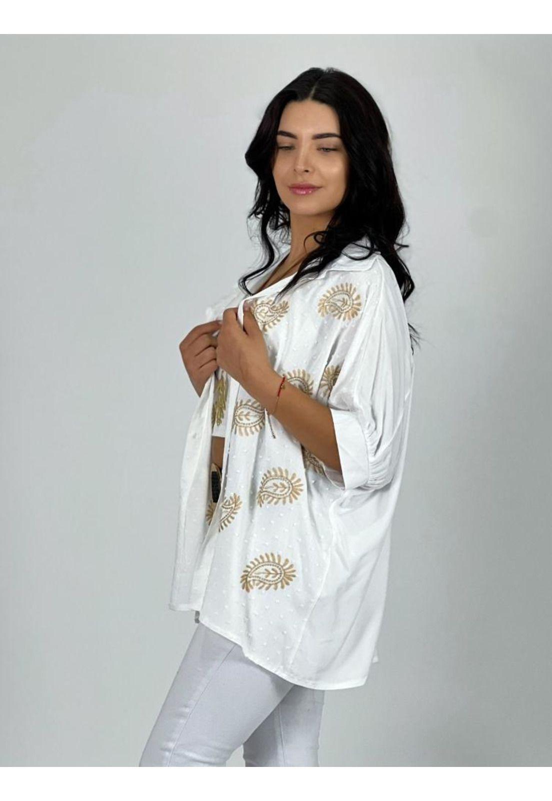 Blusa Viscosa Bordado De Hojas-2