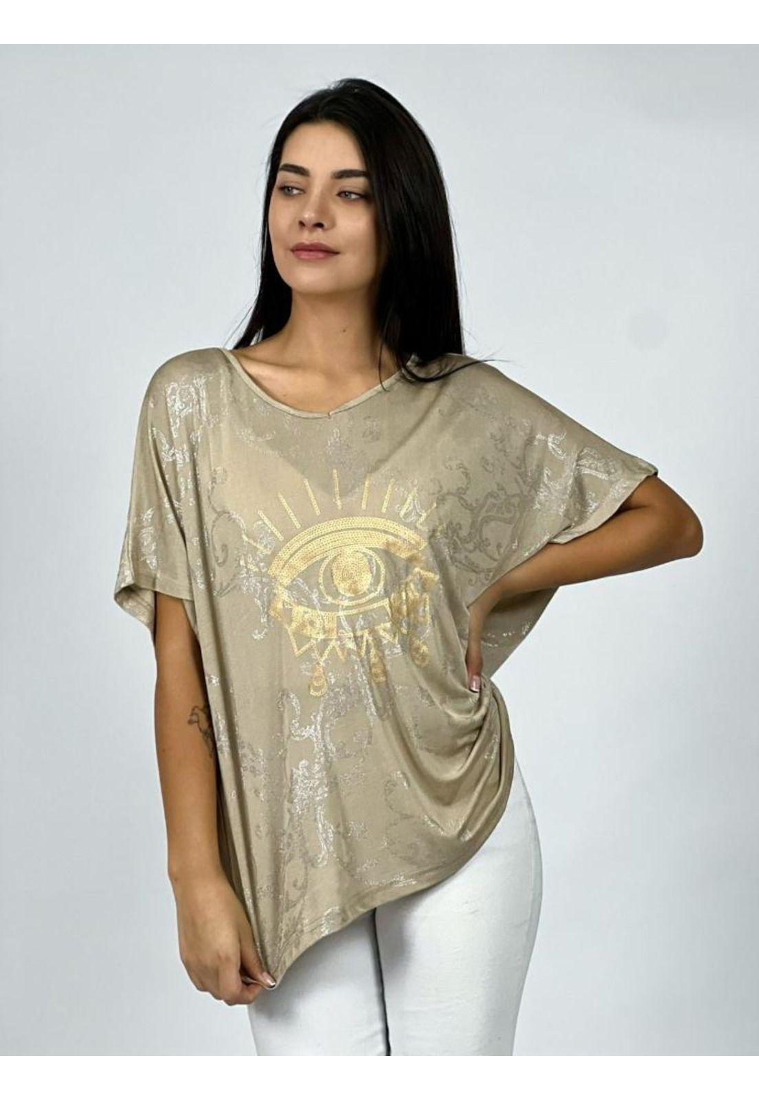 Polera Acetato Holgada Estampado OJO Beige Enigmática Boutique-1