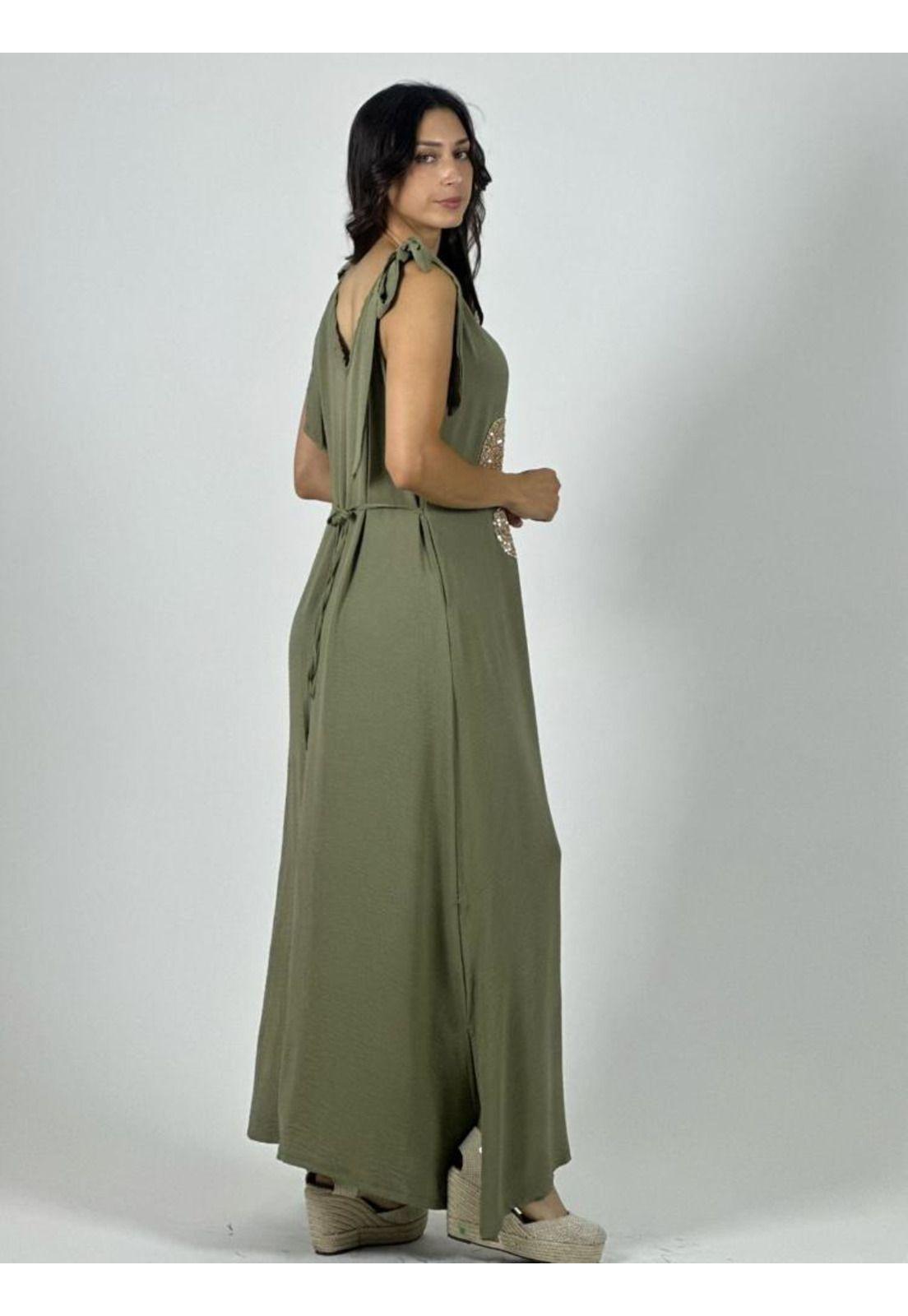 Vestido Lino Flor Brillos-2