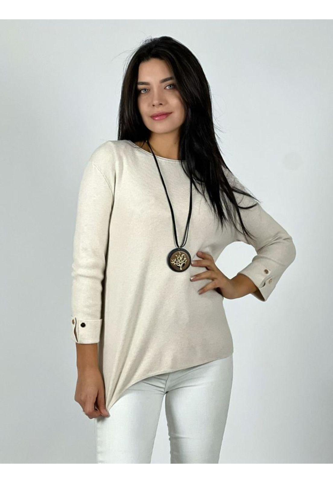 Sweater de lana mangas dobles y botones-2