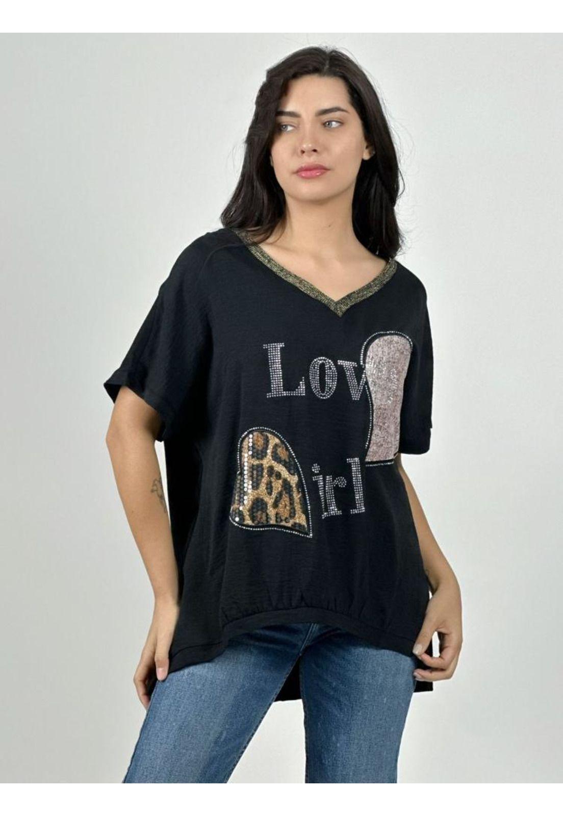 Polera Lino Corazón Brillante y Print-1