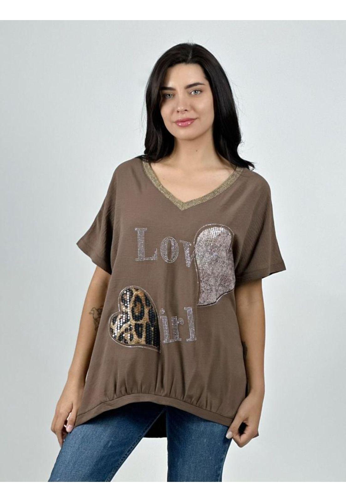 Polera Lino Corazón Brillante y Print-0