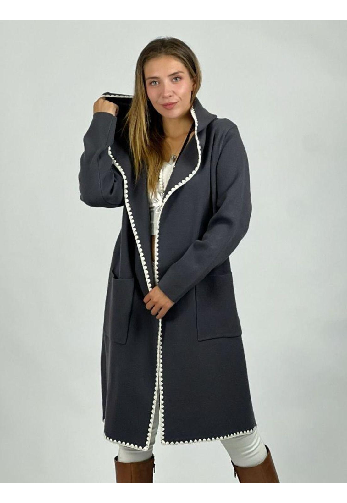 Cardigan De Lana Bordada con Capucha-0