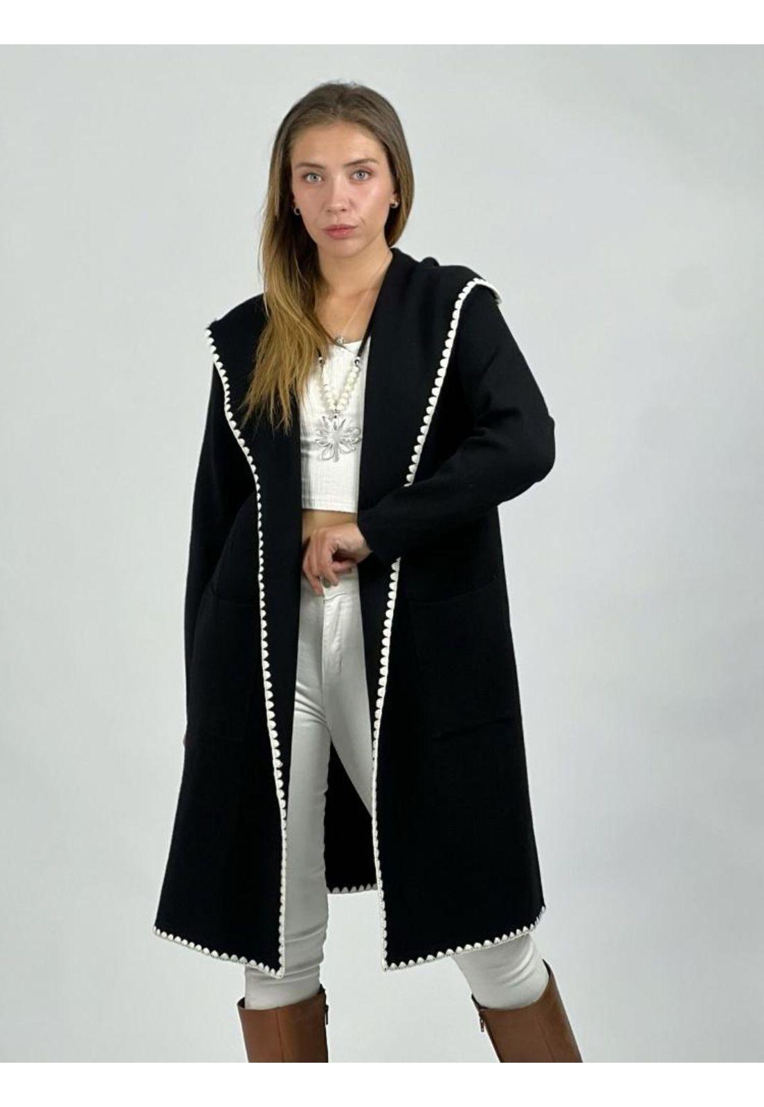 Cardigan De Lana Bordada con Capucha-0
