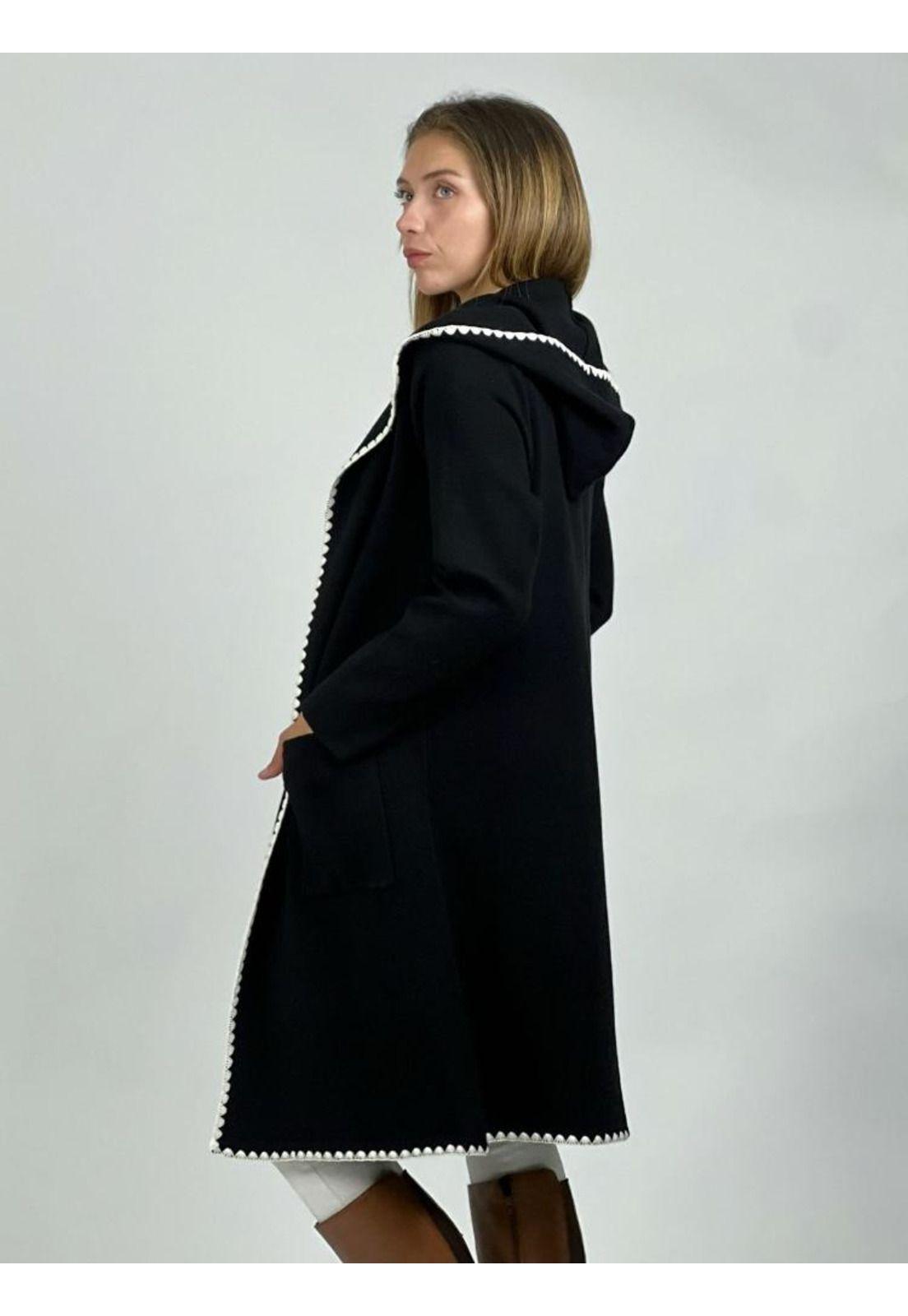 Cardigan De Lana Bordada con Capucha-1
