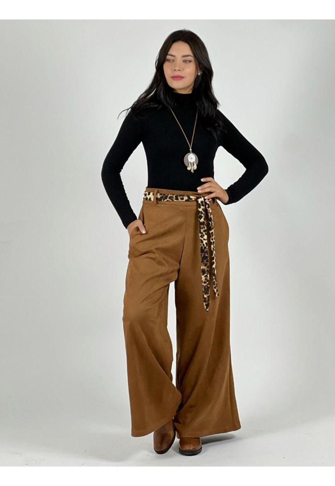 Pantalón Gamuza con Cinturon Print-0