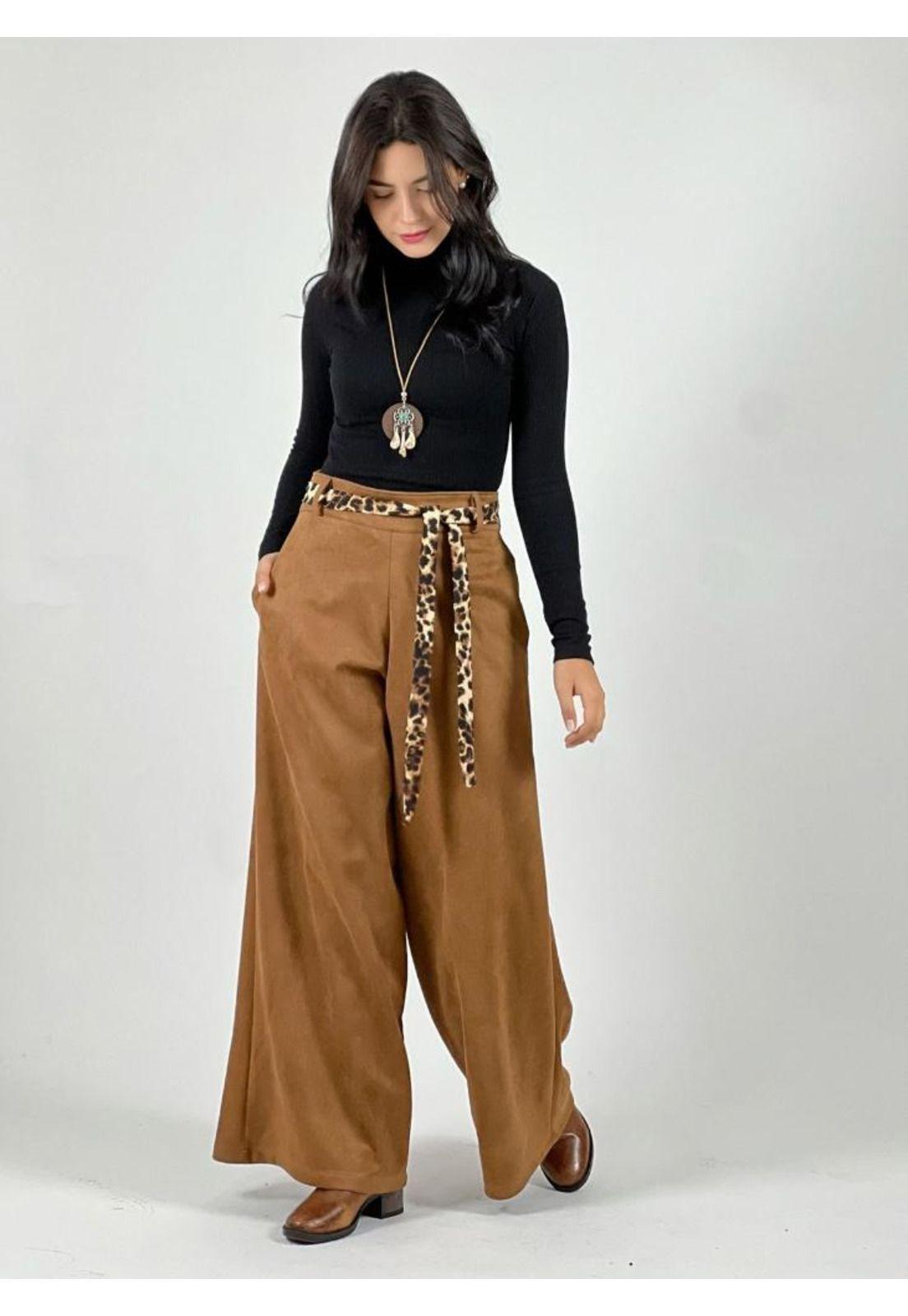 Pantalón Gamuza con Cinturon Print-1