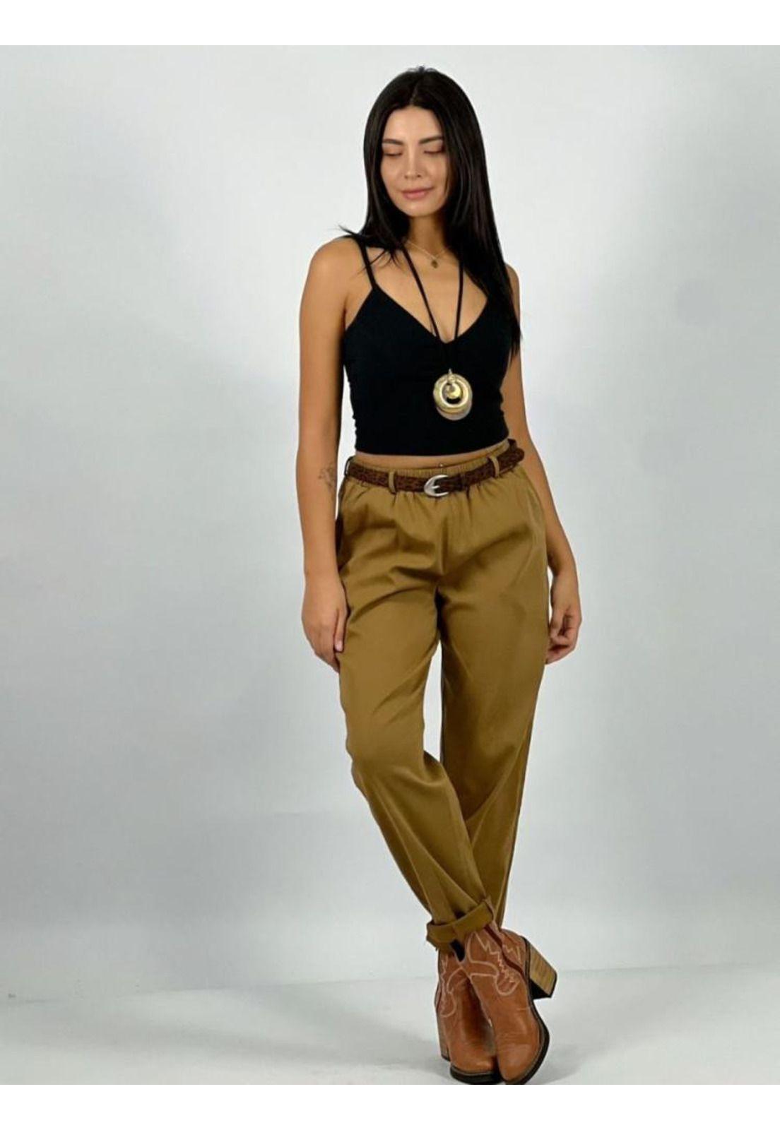 Jogger Elasticado Gabardina Con Cinturón-0