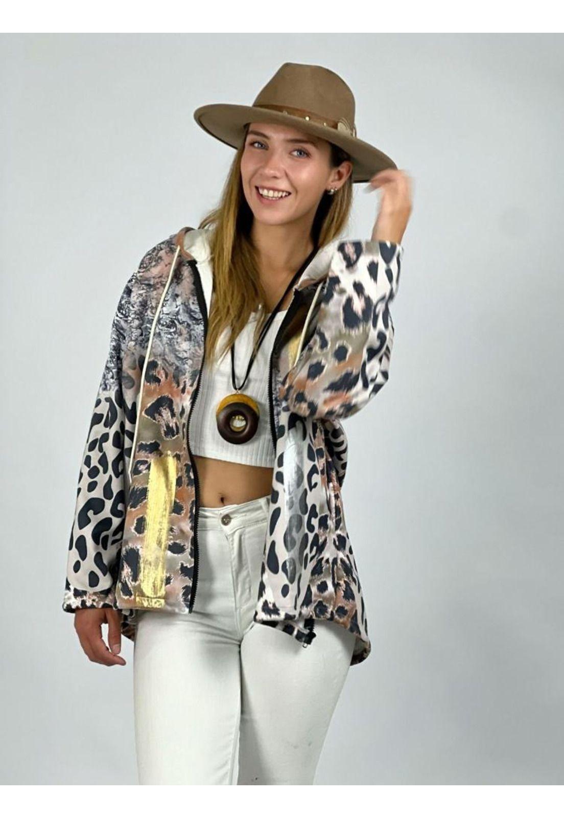 Poleron Gamuza Lineas Print Con Gorro-0