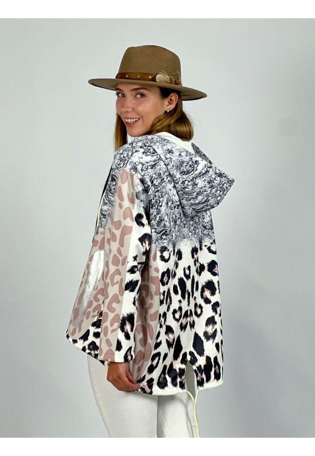 Poleron Gamuza Lineas Print Con Gorro-2