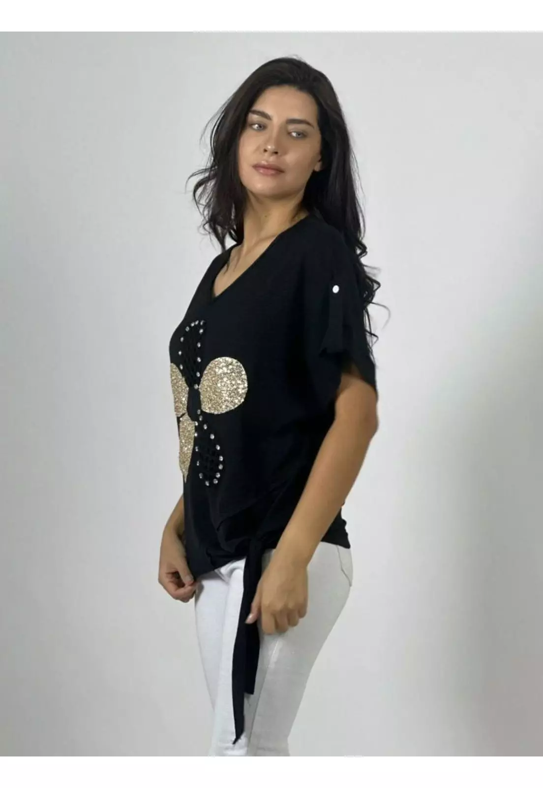 Polera Crepé Flor y Dorso Tejido-2