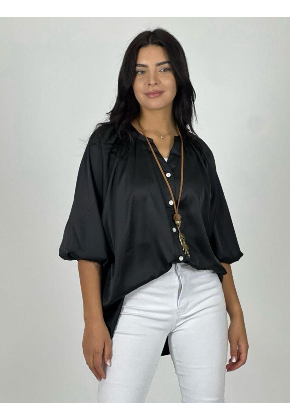 Blusa Satin Cuello V-0