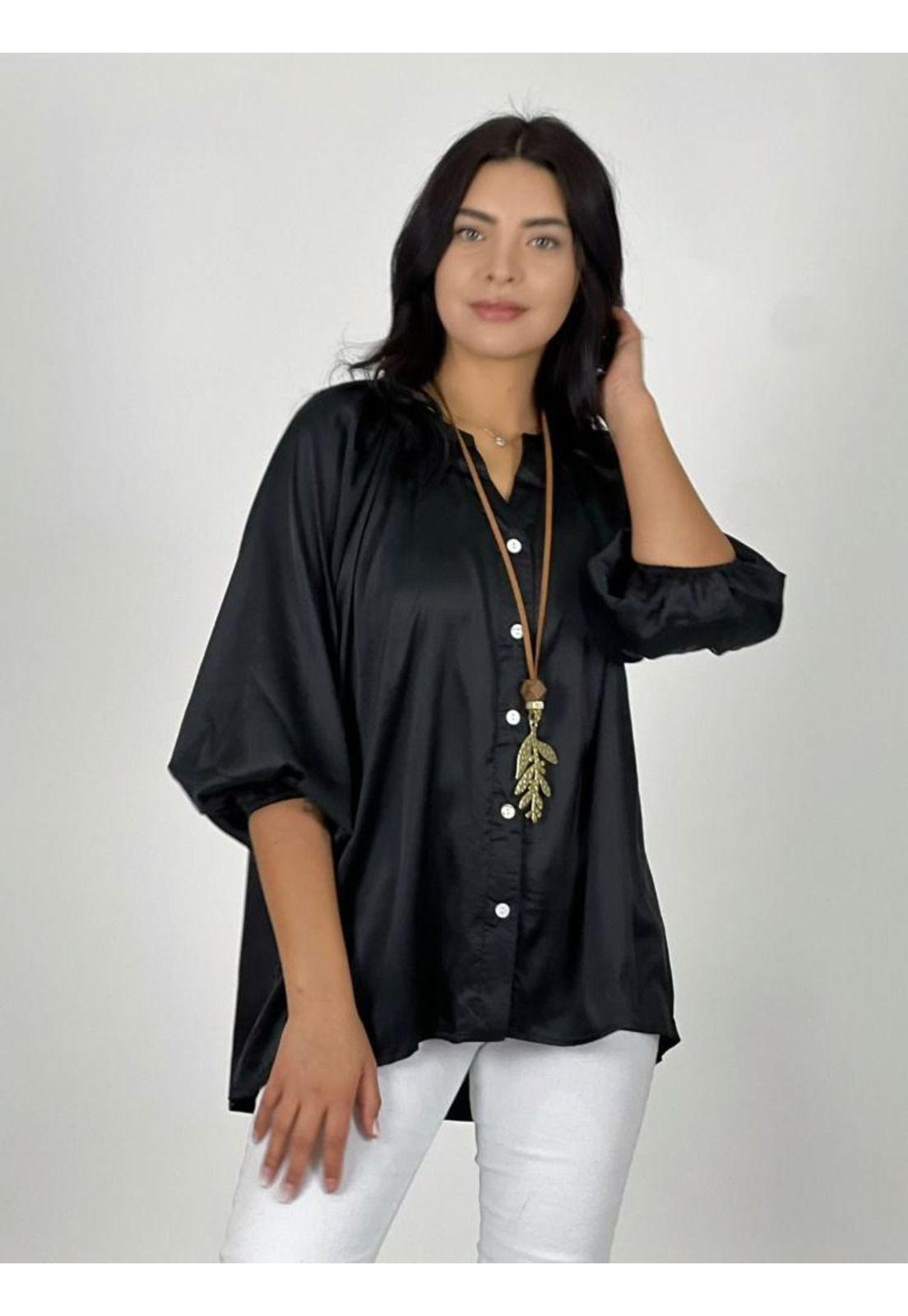 Blusa Satin Cuello V-1