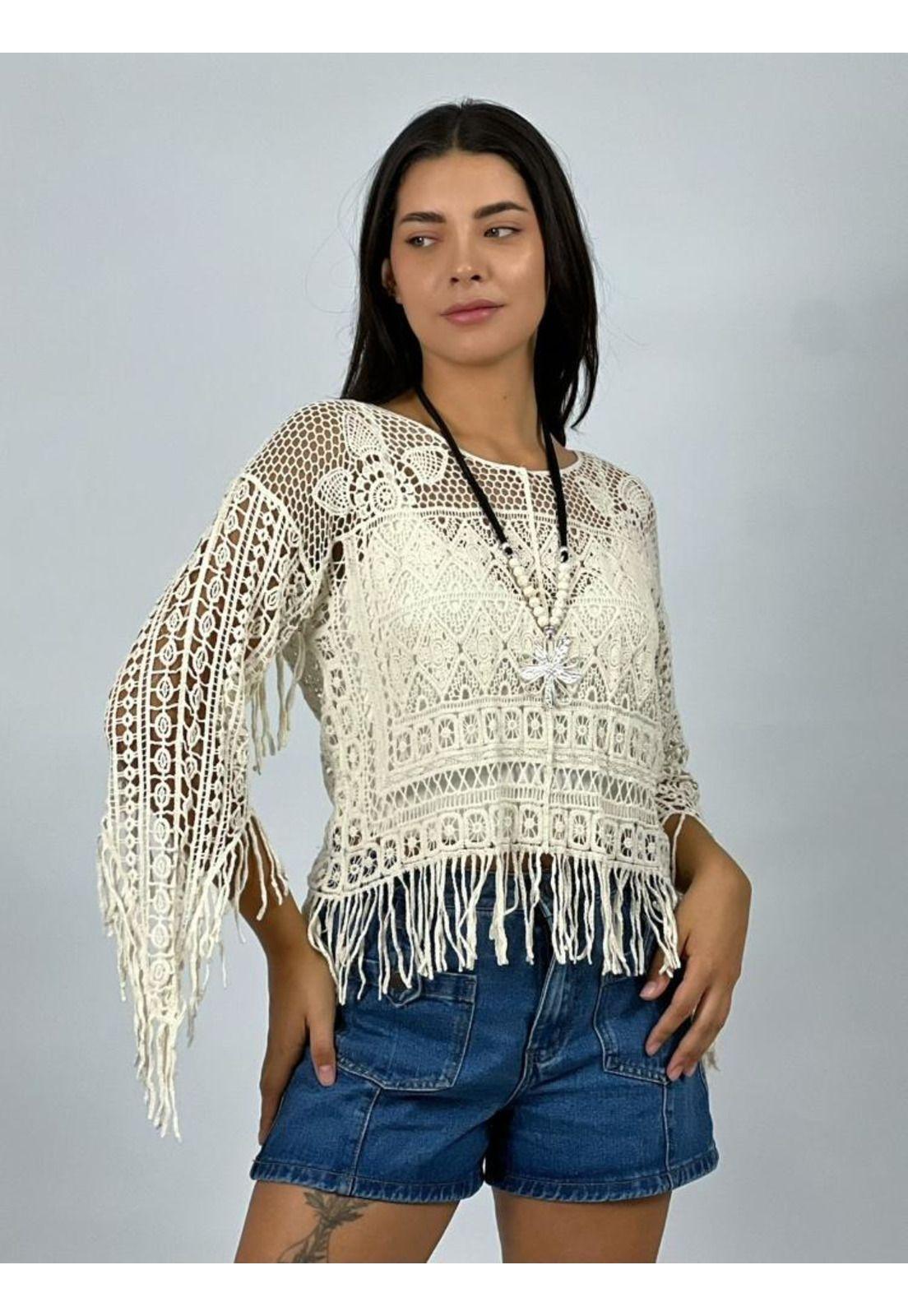 Polera Tejida Con Flecos-0