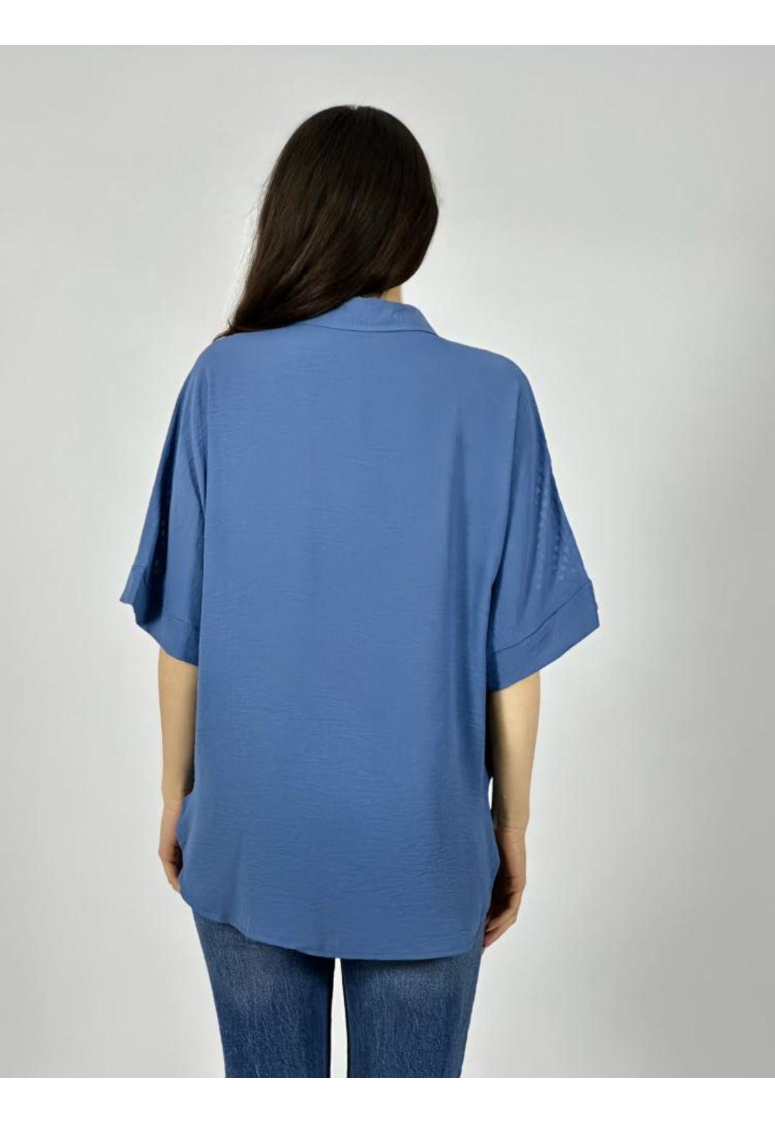Blusa Crepé Hombros Tejidos Azul-2