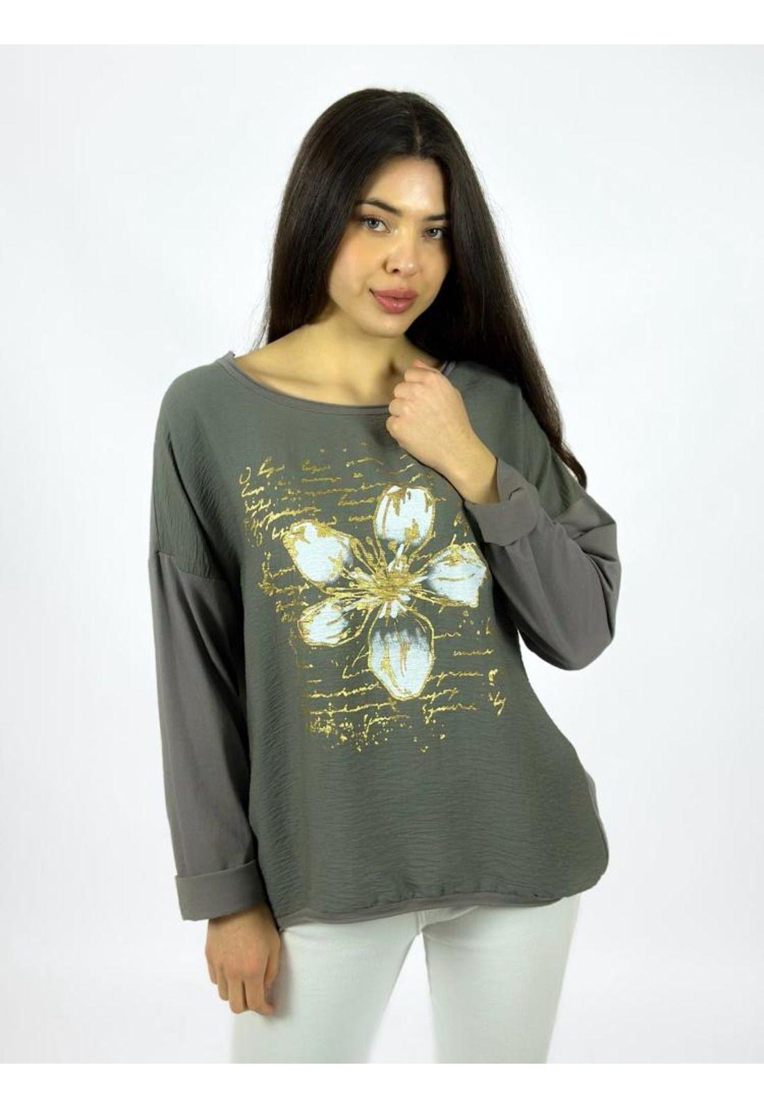 Polera Flor y Letras Brillantes-0