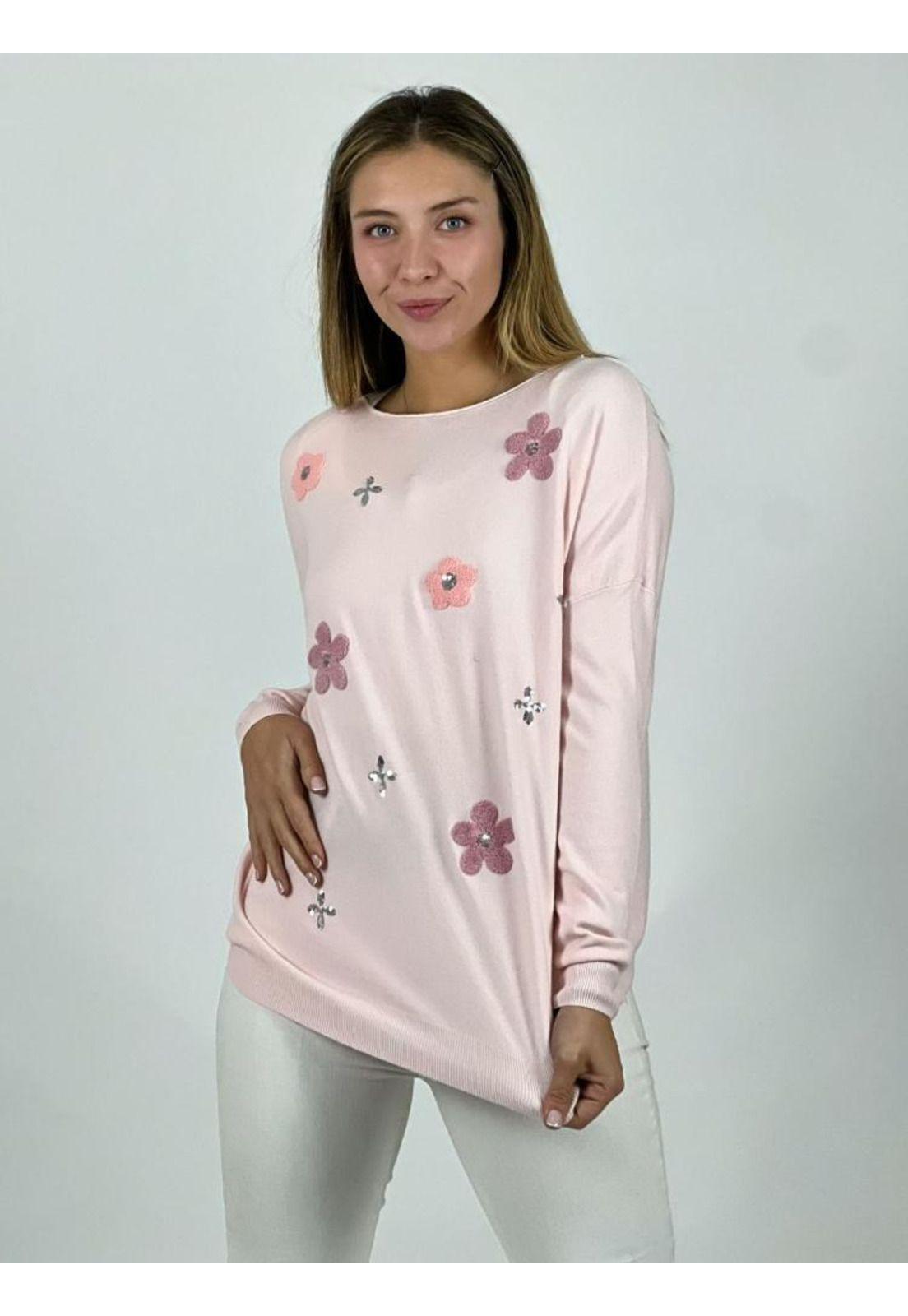 Sweater Spandex Relieve Flores y Lentejuelas-0