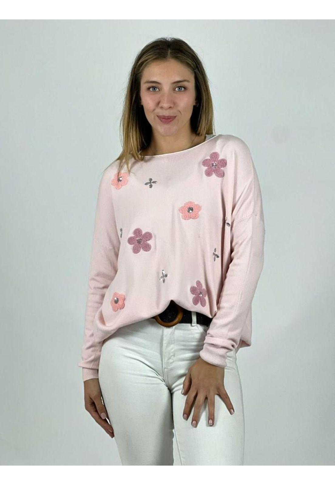 Sweater Spandex Relieve Flores y Lentejuelas-1