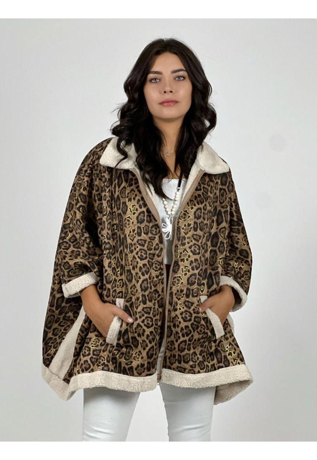 Abrigo Tipo Poncho Chiporro Gamuzado Print-0
