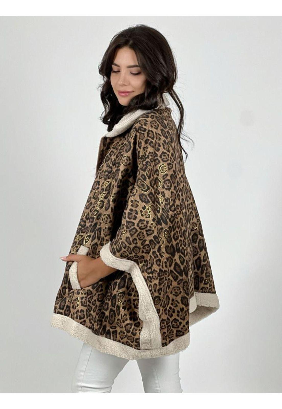 Abrigo Tipo Poncho Chiporro Gamuzado Print-2