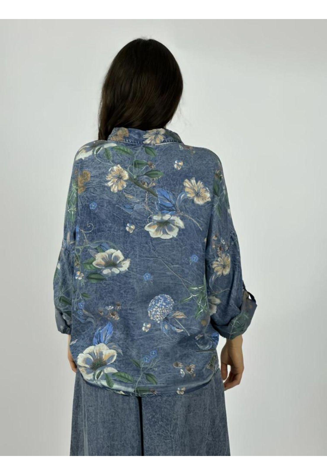 Blusa de Mezclilla Floreada Amarrada-2