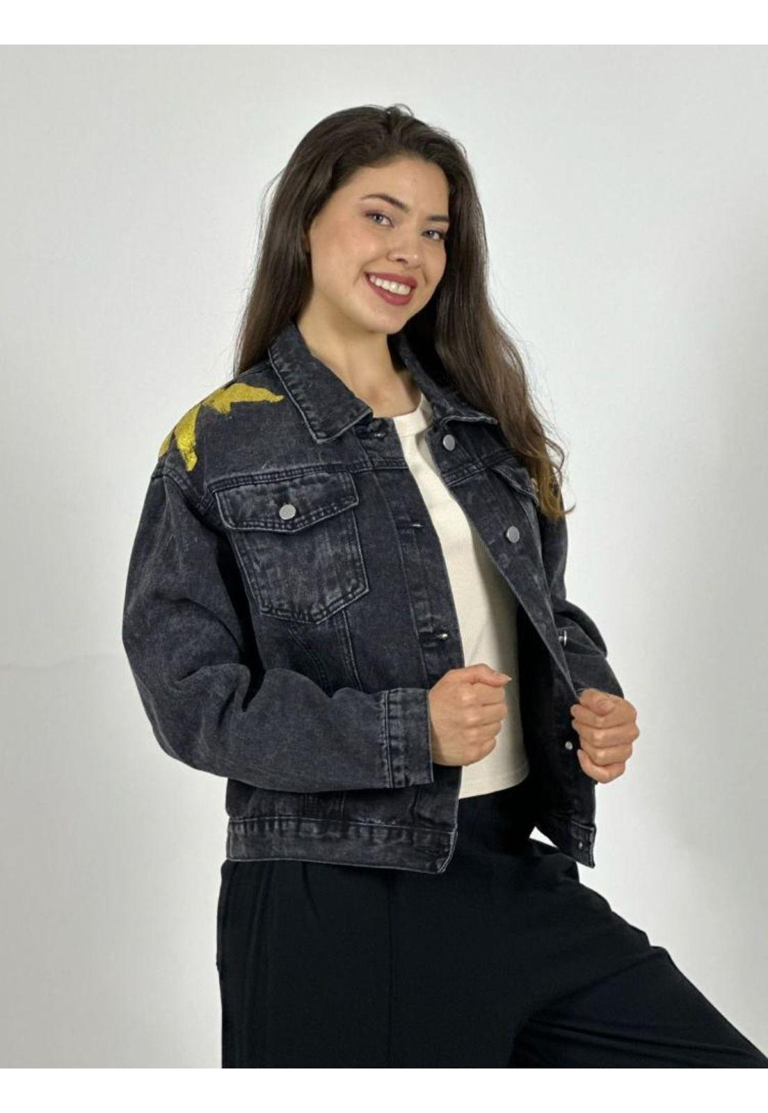 Chaqueta Mezclilla Dorso Estampado con Letras-1