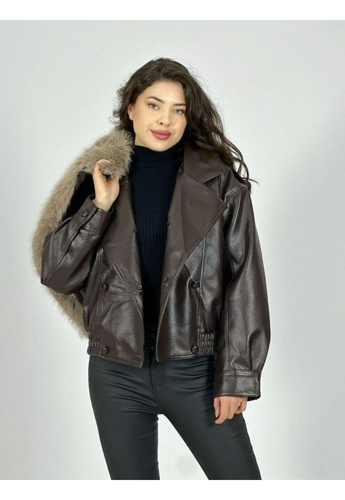 Chaqueta Bomber Ecocuero Con Cuello Desmontable-2