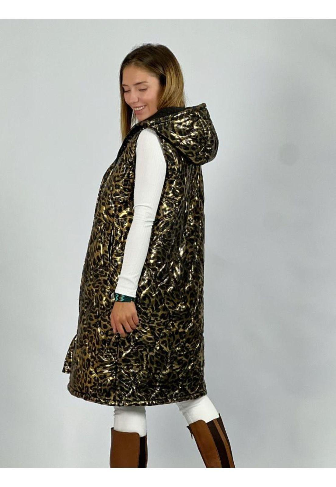 Parka Acolchada Sin Mangas Brillante Print-2