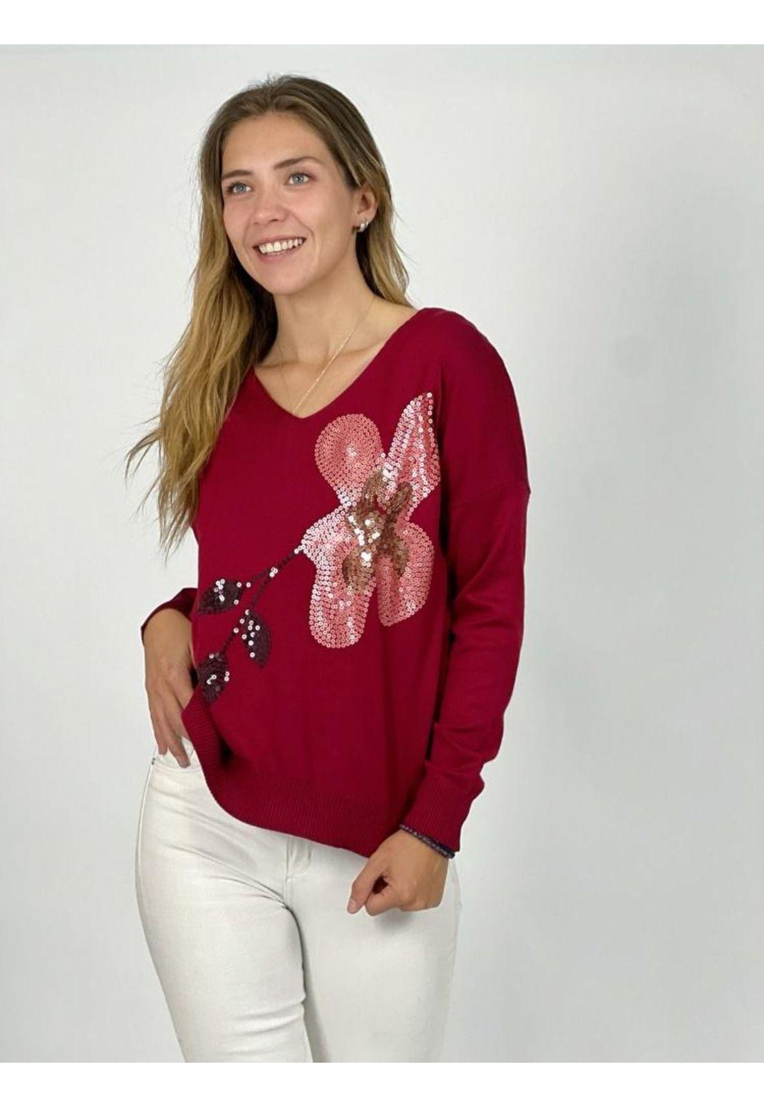 Sweater spandex Flor de Lentejuelas-1