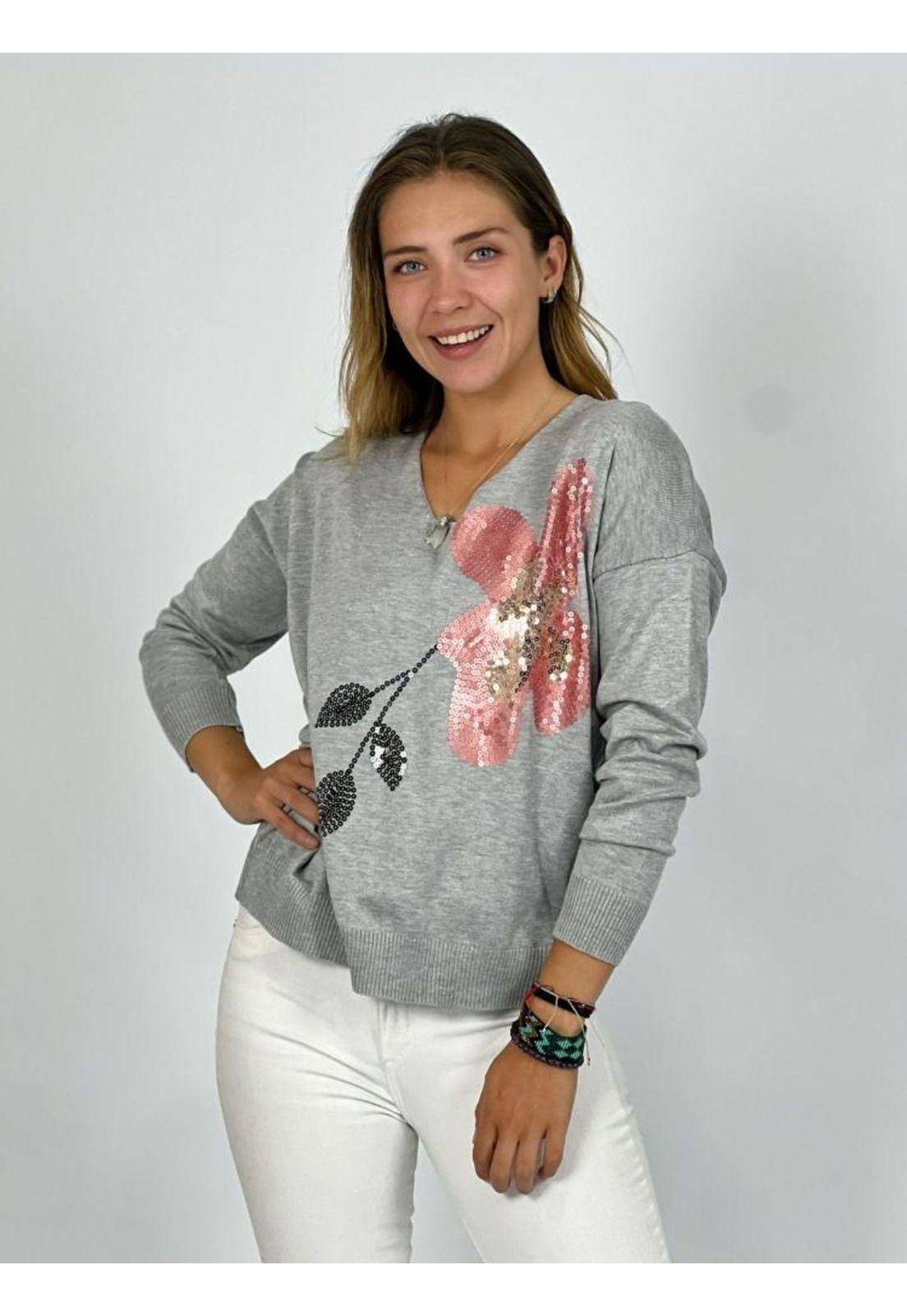 Sweater spandex Flor de Lentejuelas-0