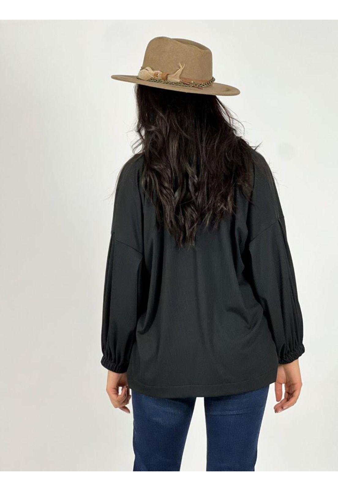 Blusa Cuello V Mangas Globo-3
