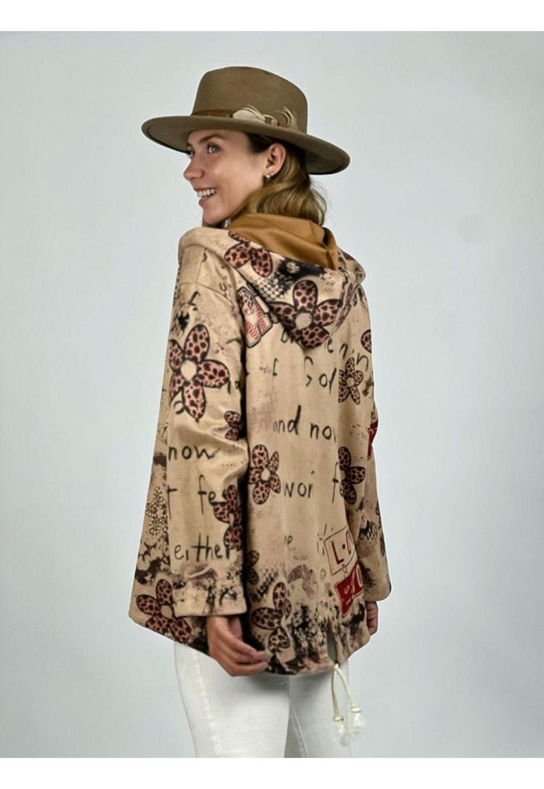 Poleron Gamuza Estampado Con Cierre y Gorro-2