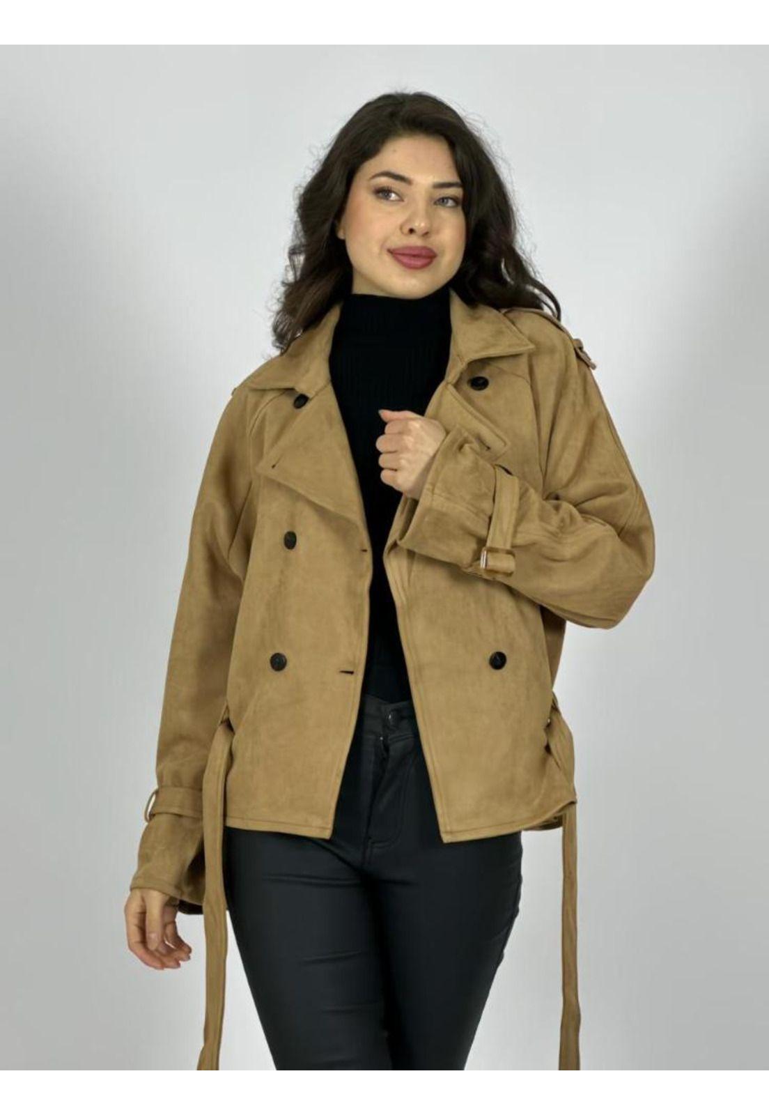 Chaqueta Gamuza 4 Botones con Cinturón-0