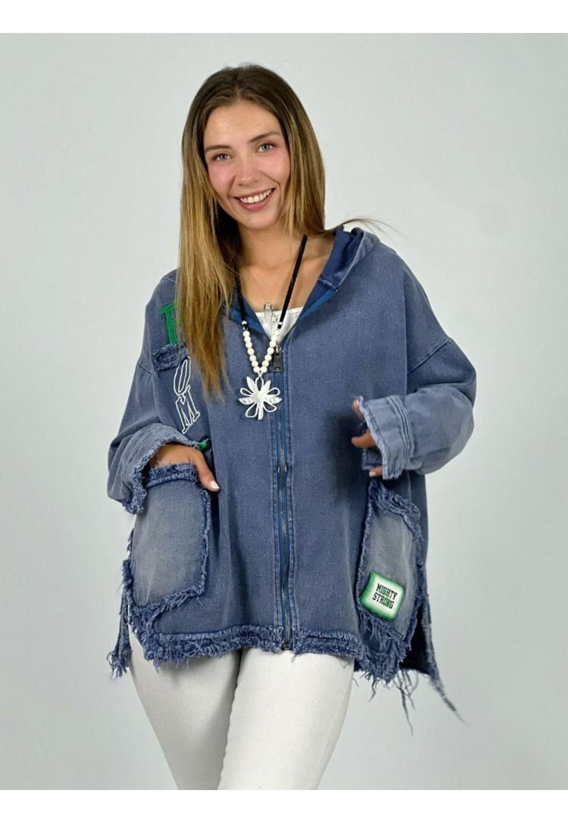 Chaqueta Mezclilla ROM con Hilachas-0