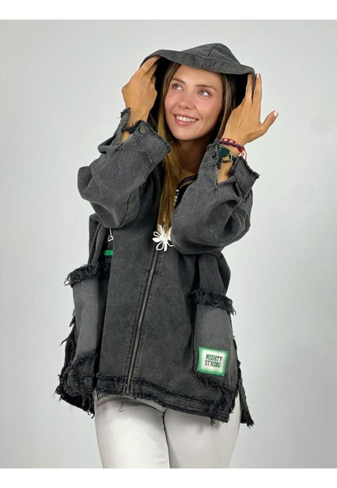 Chaqueta Mezclilla ROM con Hilachas-1