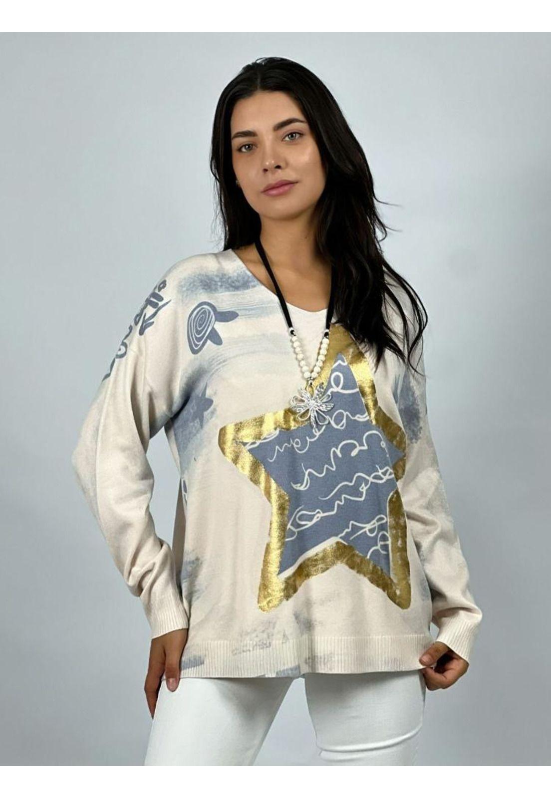 Sweater Spandex con Estrella Dorada y Diseños-0