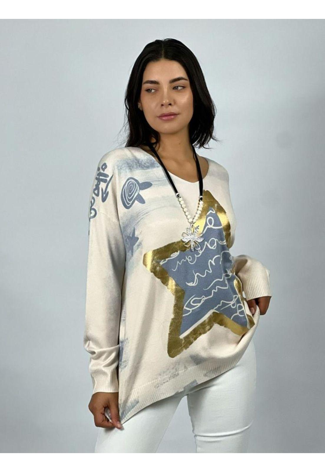 Sweater Spandex con Estrella Dorada y Diseños-1
