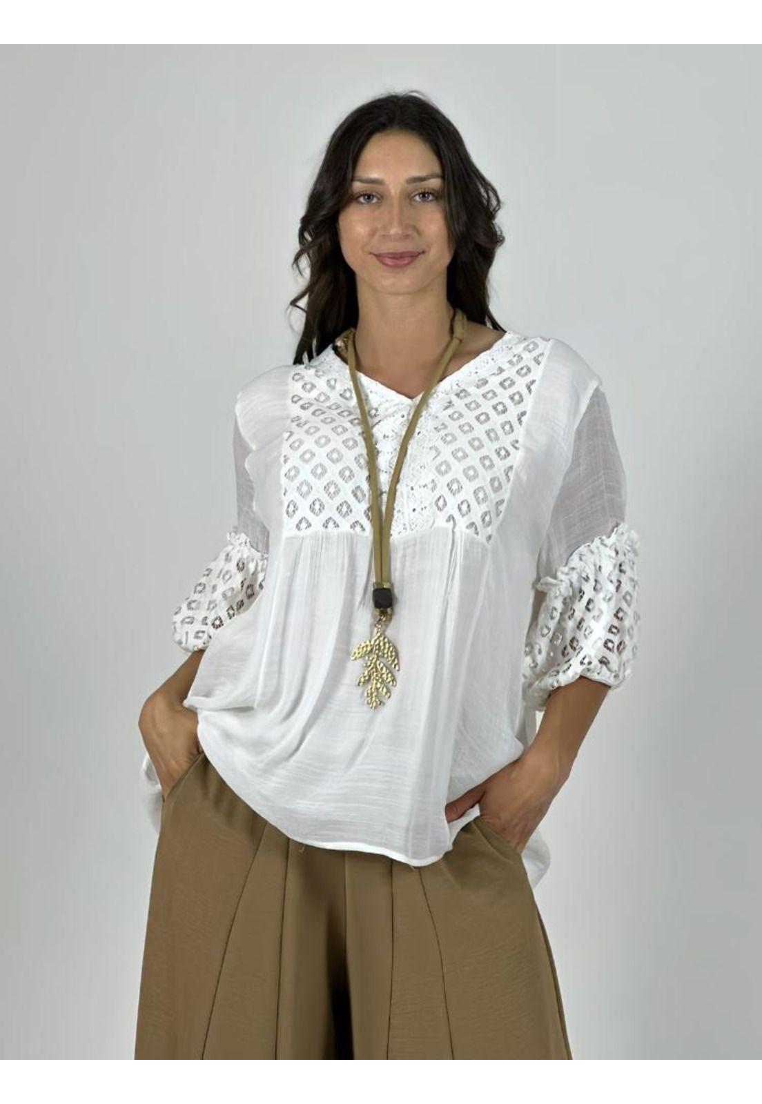 Blusa Mangas y Torso Encaje-0