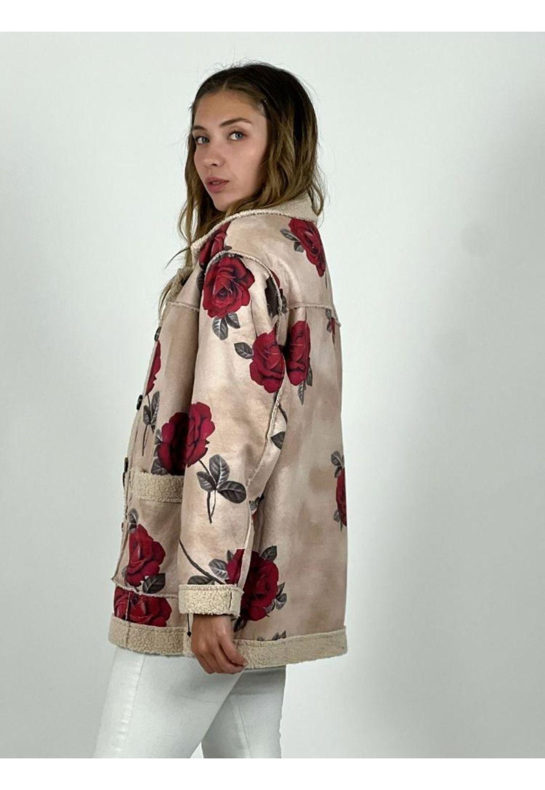 Chaqueta Chiporro Gamuza Estampado Rosas-2