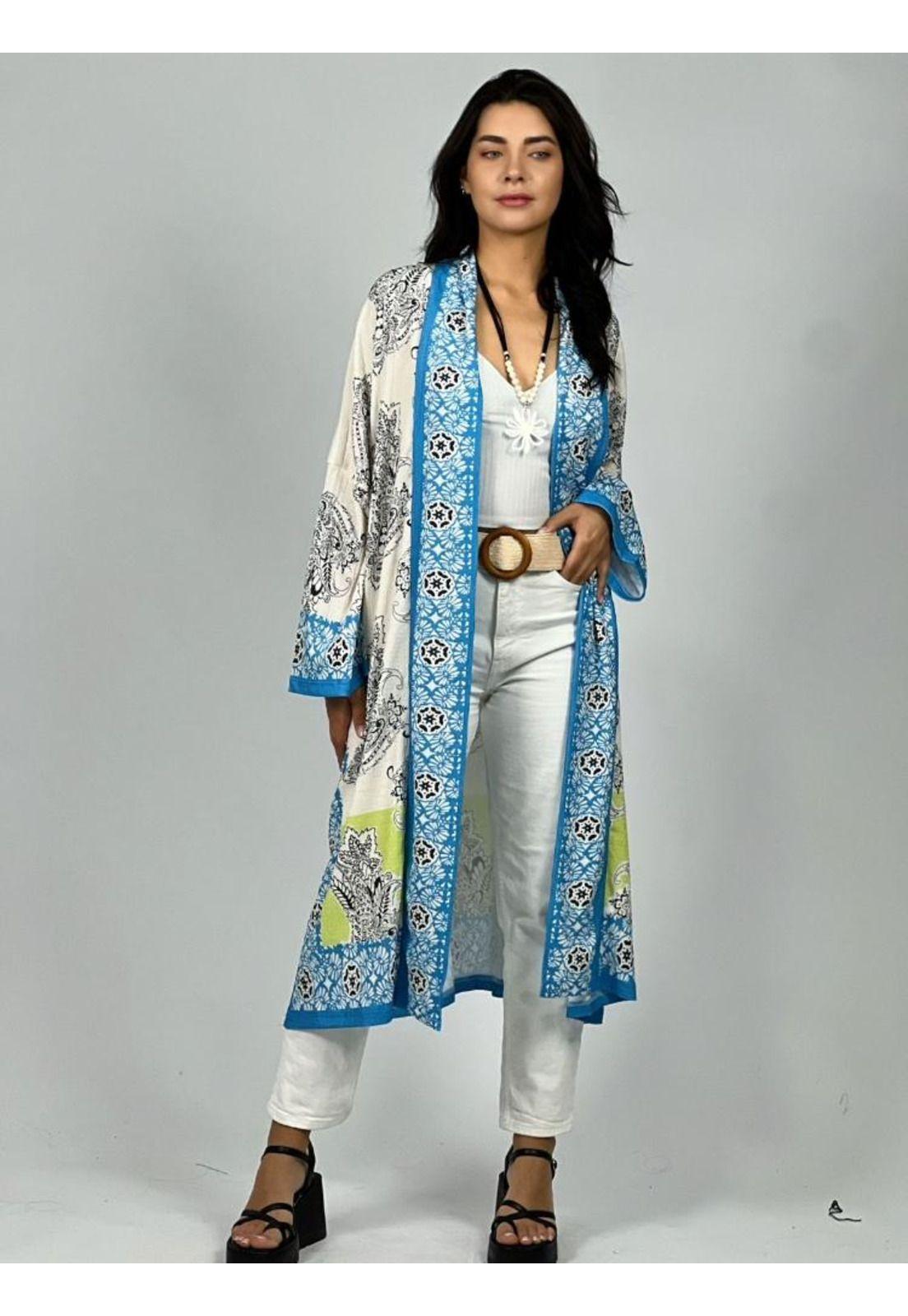Tapado Boho con Bordes Celeste Enigmática Boutique-1
