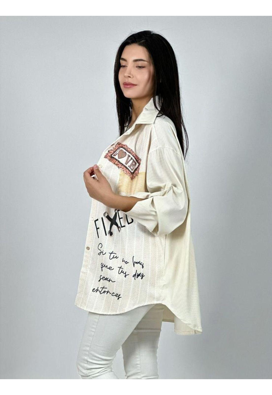 Blusa Lino Estampado Mezclilla Diseño Osito-2
