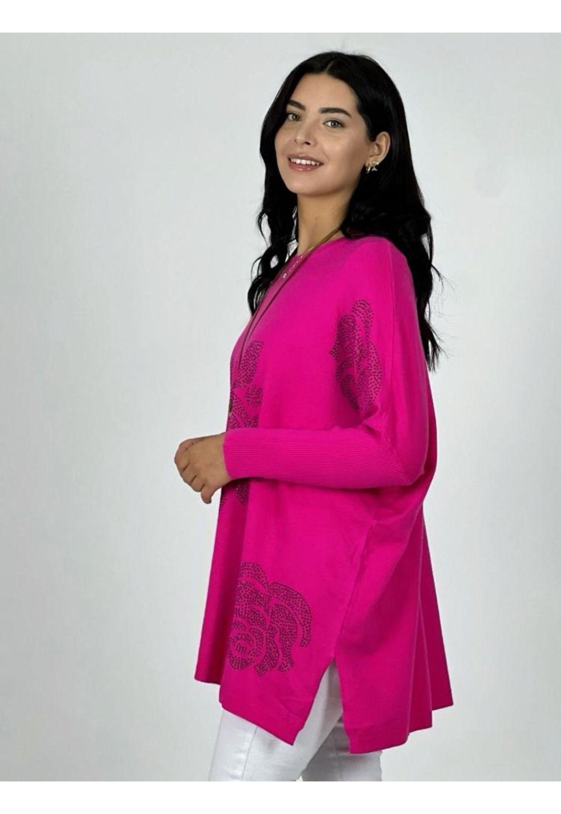 Sweater Spandex Rosas Brillantes-0