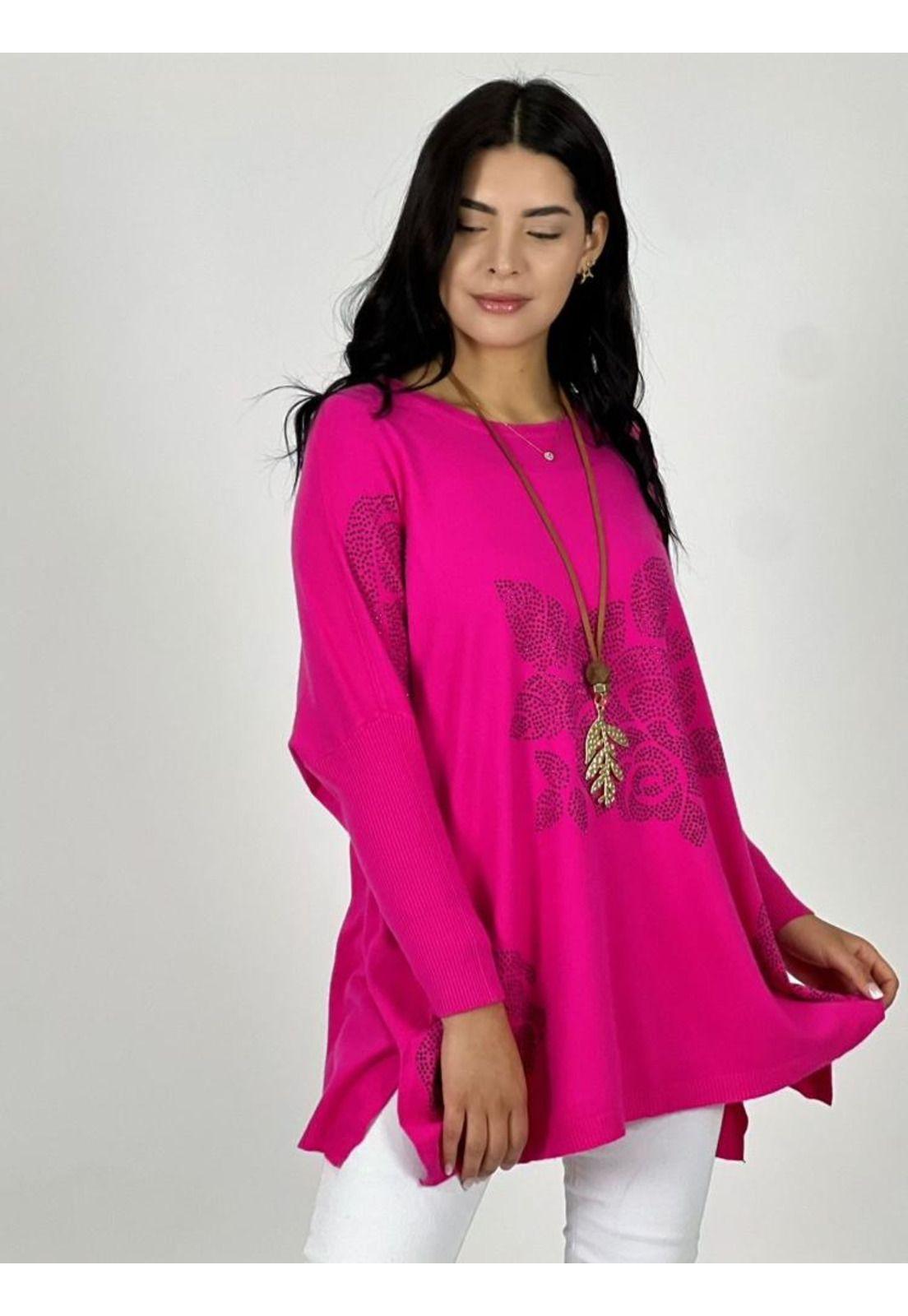 Sweater Spandex Rosas Brillantes-1