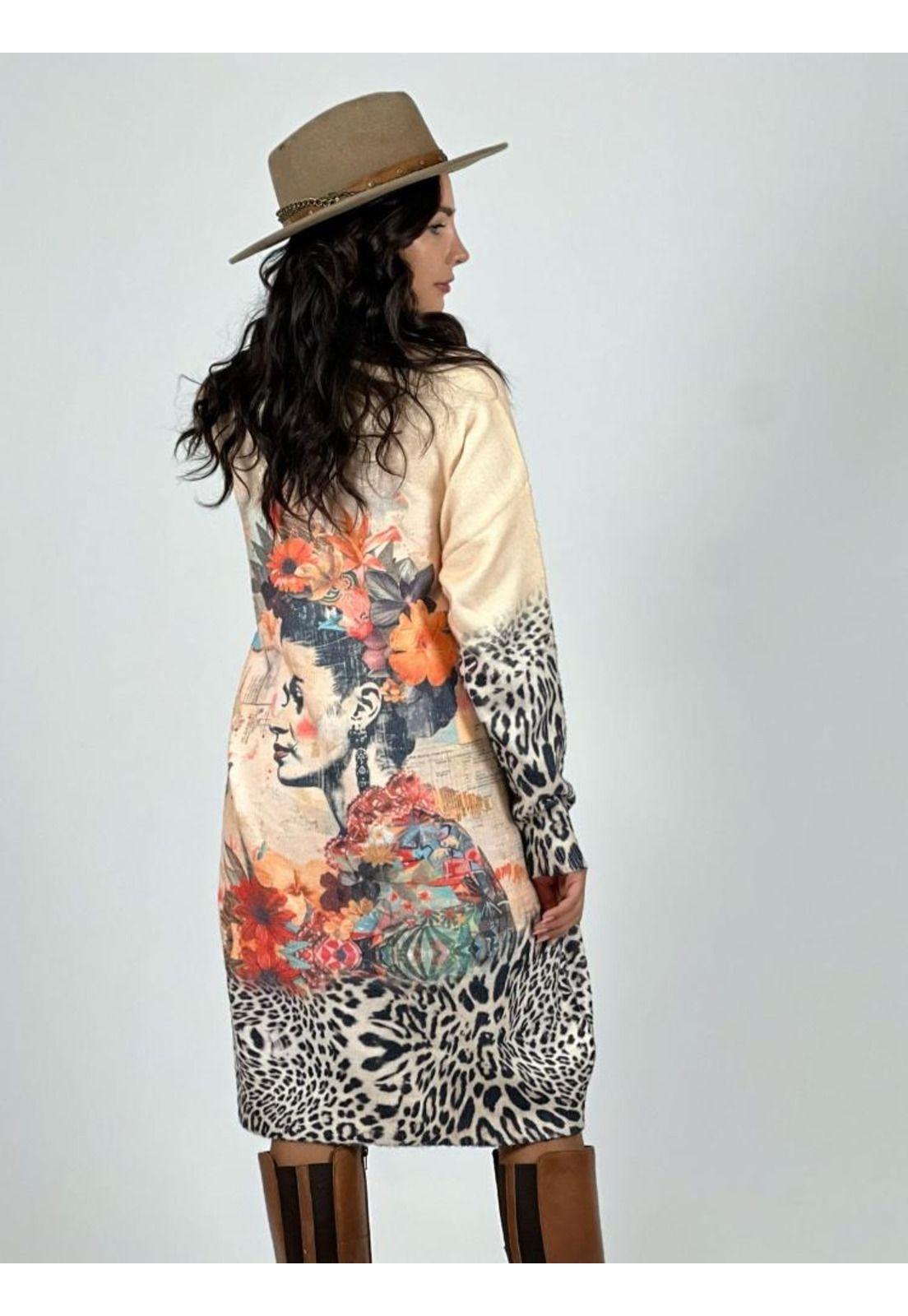 Vestido Lanilla Estampado Frida Kahlo-2