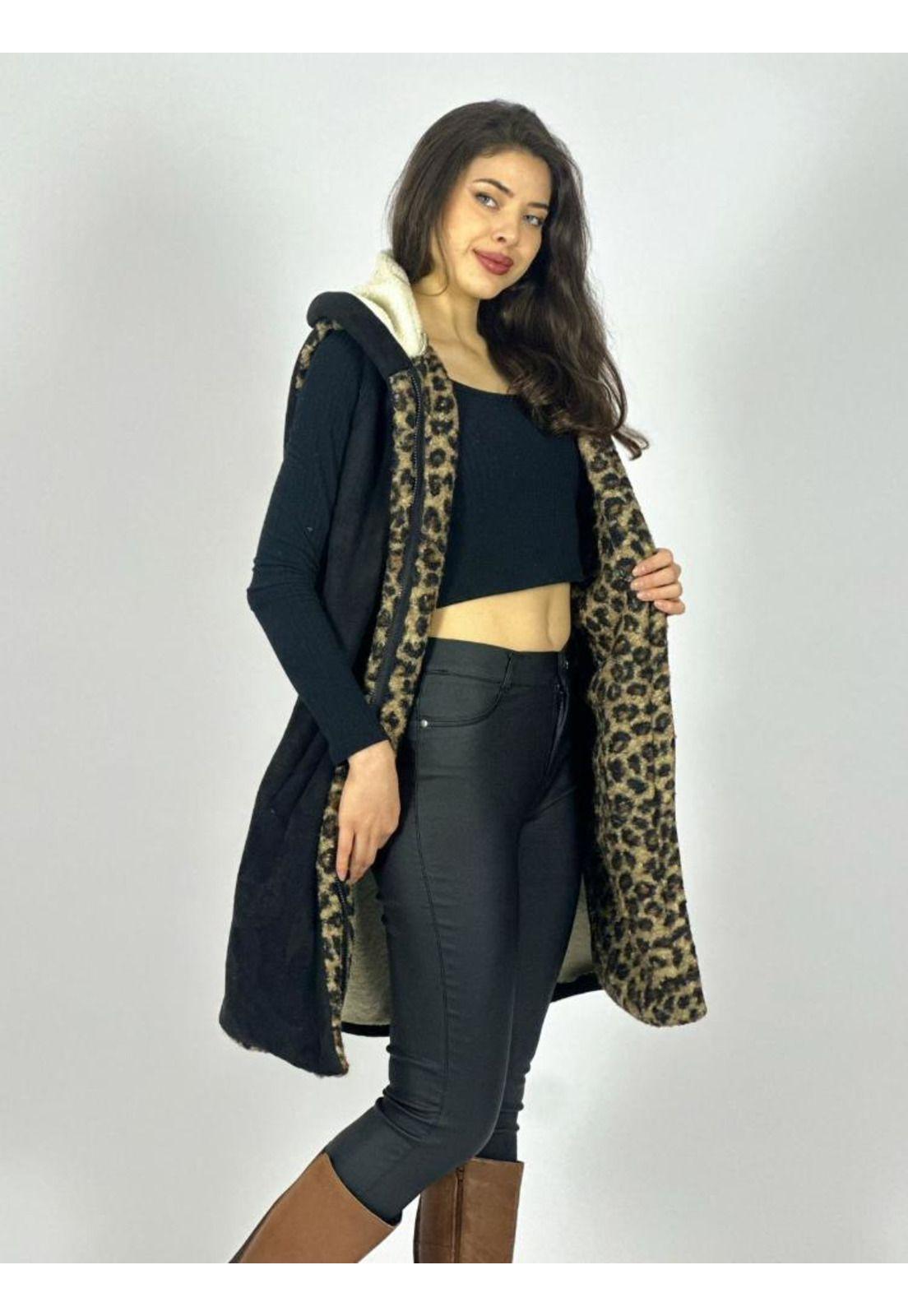 Abrigo Gamulan Forrado Print Sin Mangas-0