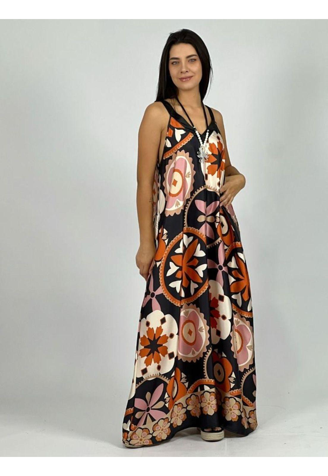 Vestido Satín Flores Boho-2
