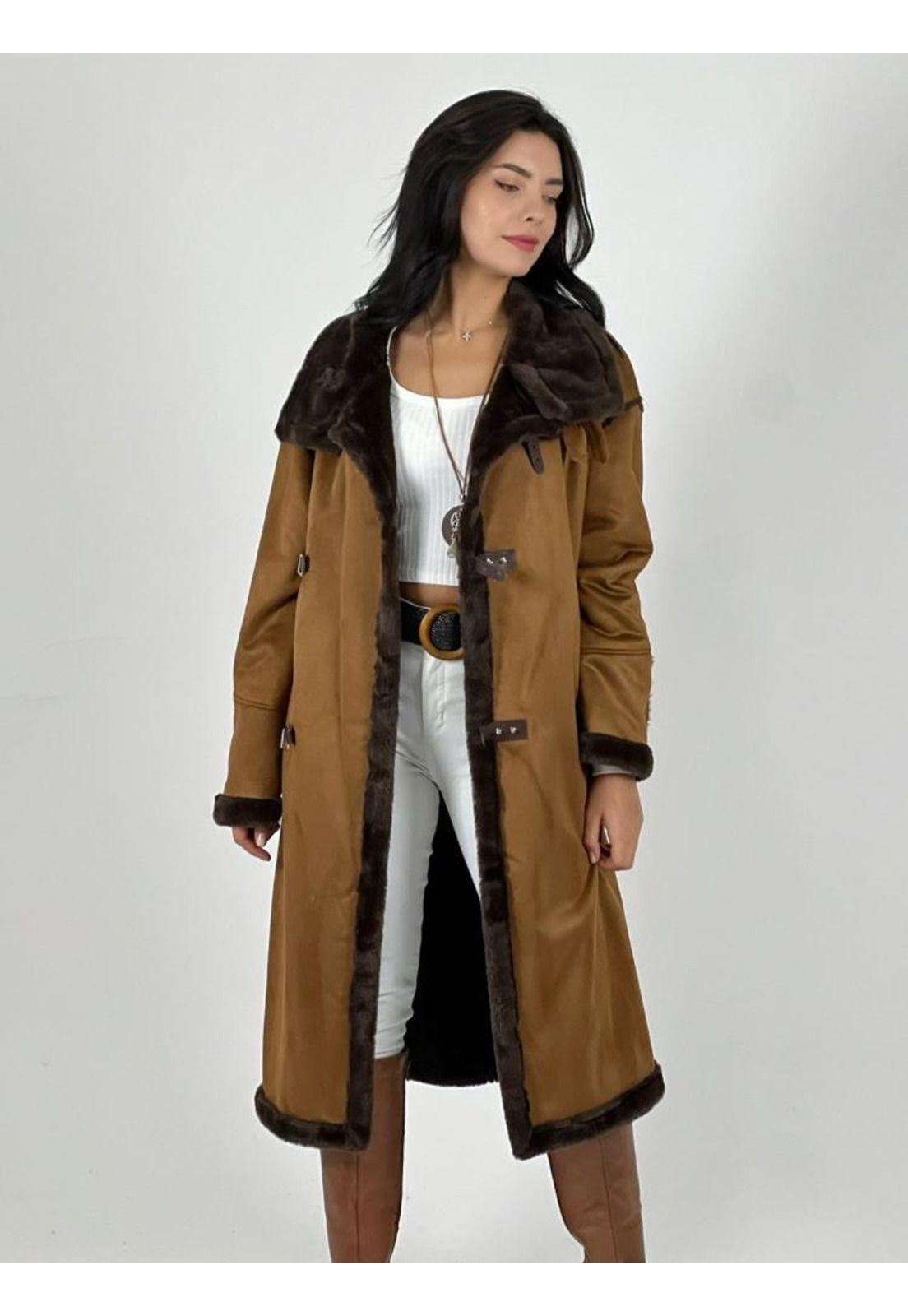 Abrigo de Gamuza Achiporrada con Correas-1