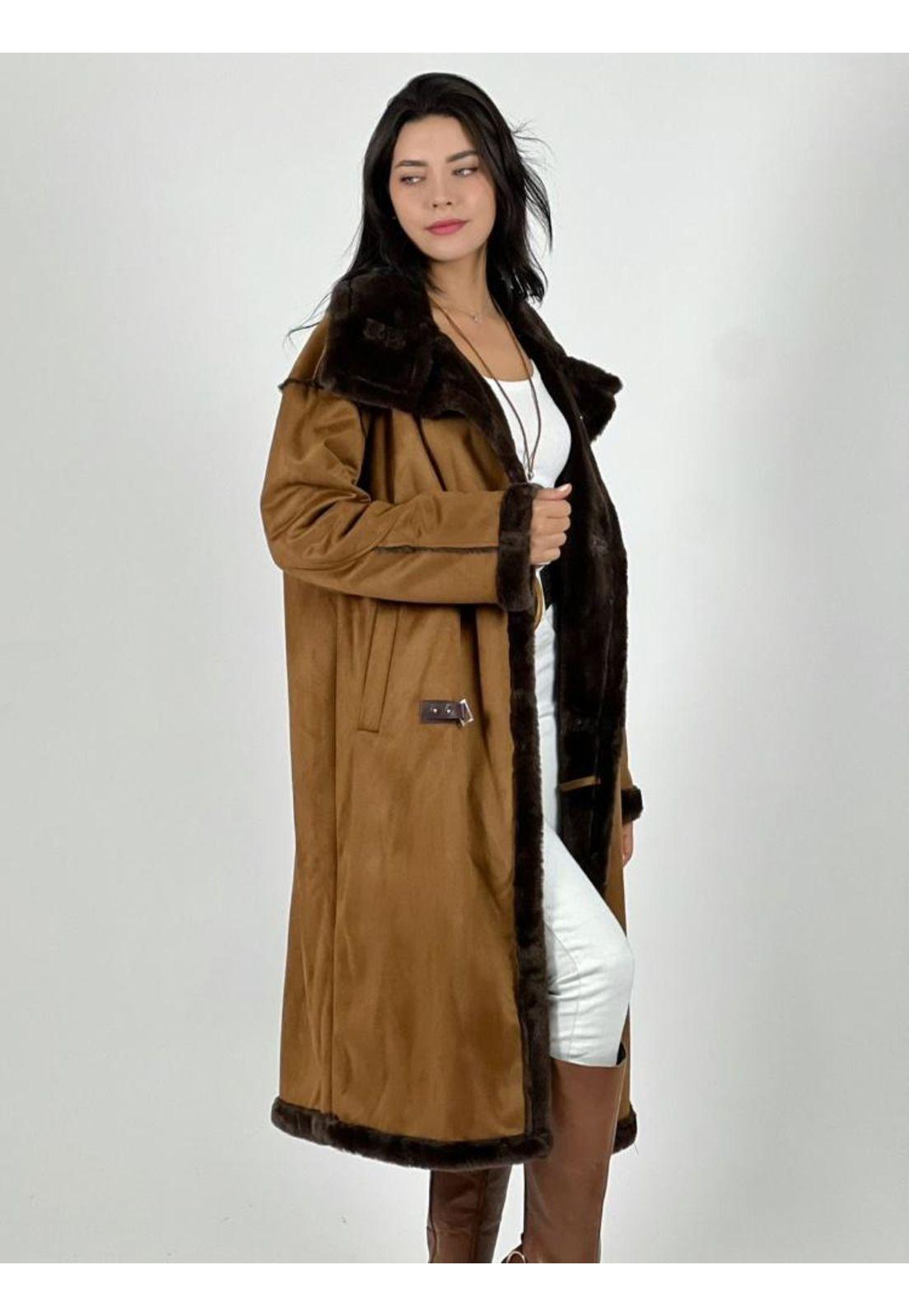 Abrigo de Gamuza Achiporrada con Correas-2