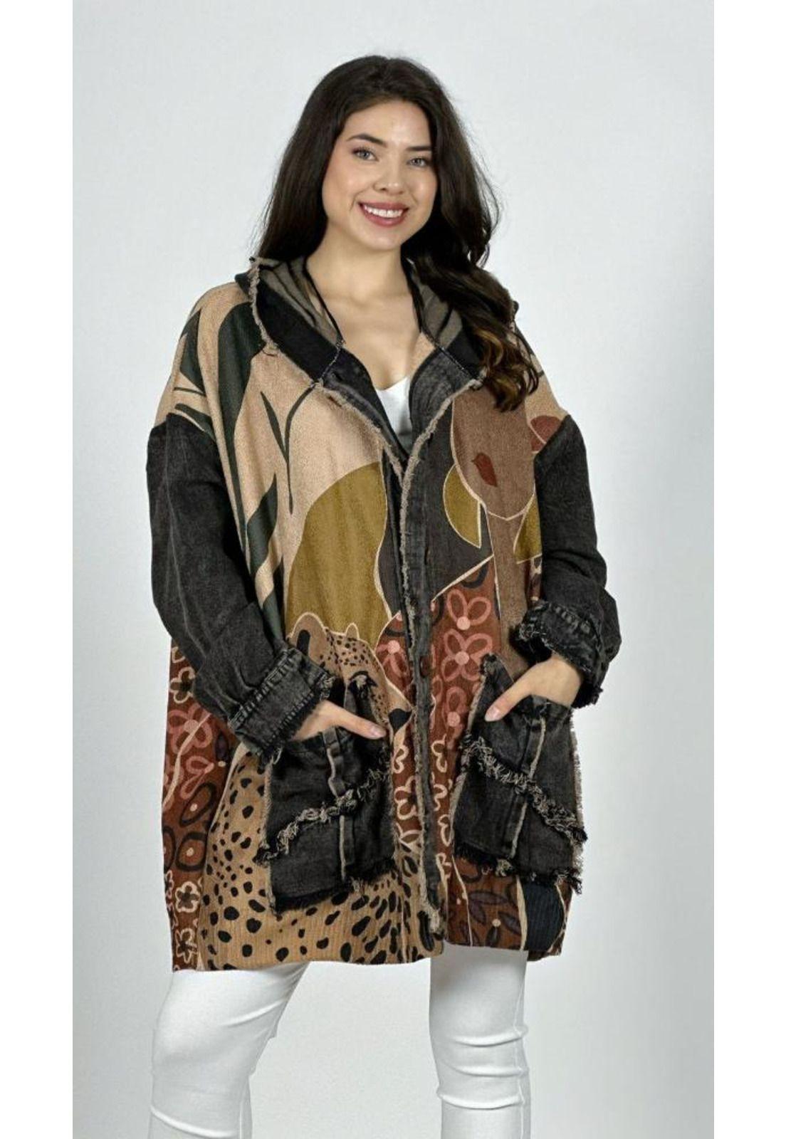 Abrigo Italiano Lana/Mezclilla Mujer y Leopardo-0