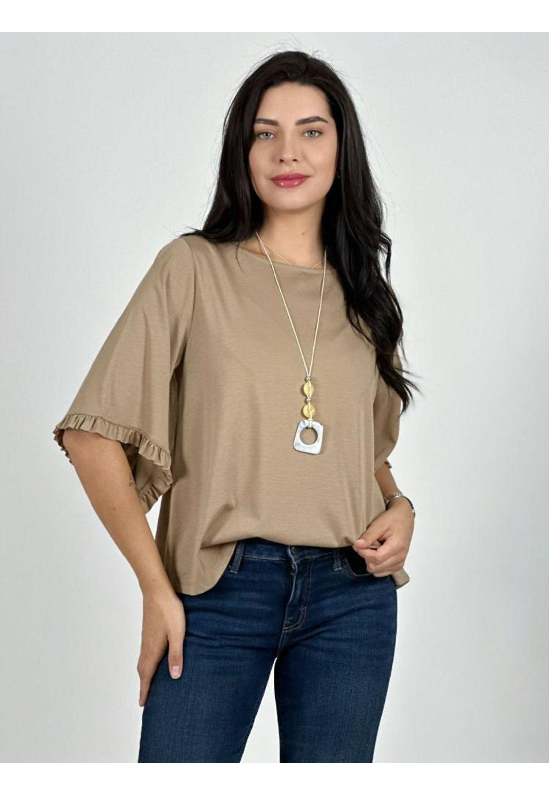Blusa Viscosa Mangas Farolaos con Collar-0